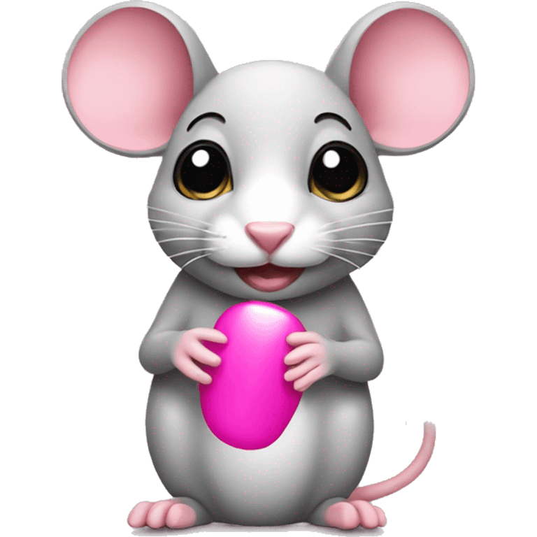 mouse with pink nails  emoji