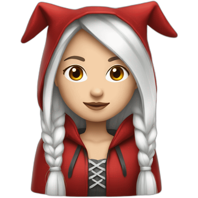 white-girl-long-straight-black-hair-with-white-streak-hair-and-red-ridding-hood emoji