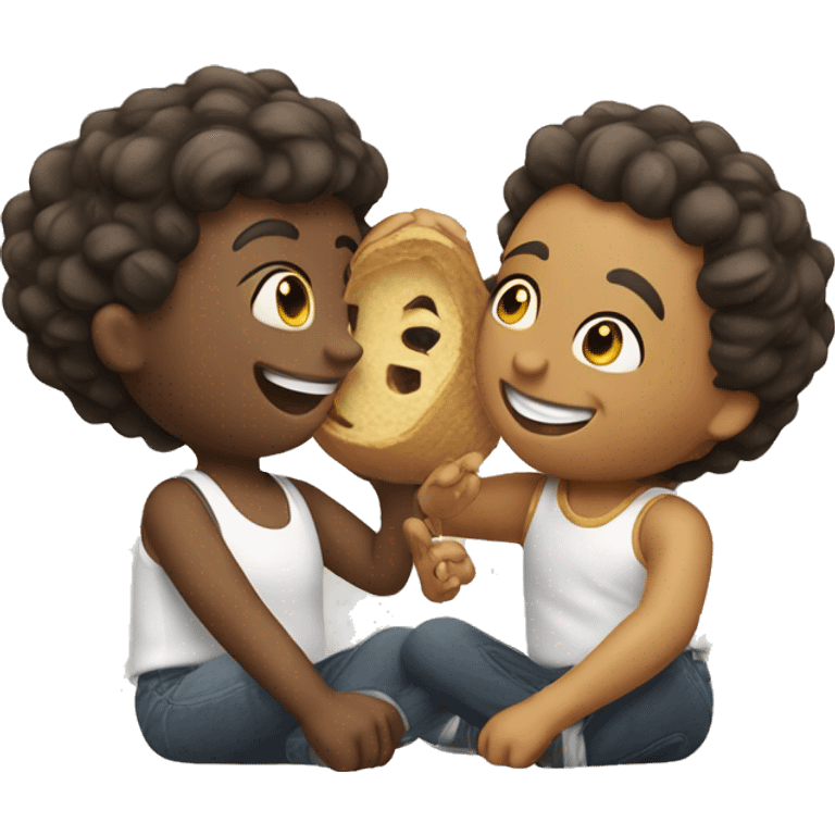 happy friends sharing a moment emoji