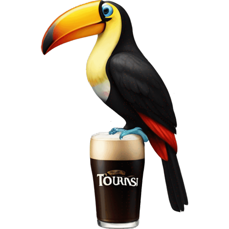 Toucan with Guinness pint on its beak emoji