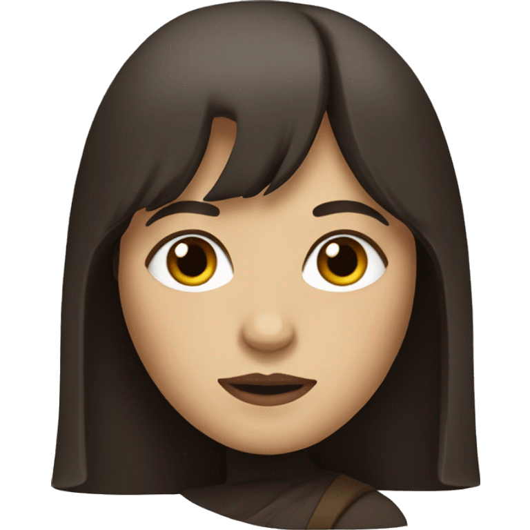 female starwars character with dark brown long hair and bangs emoji