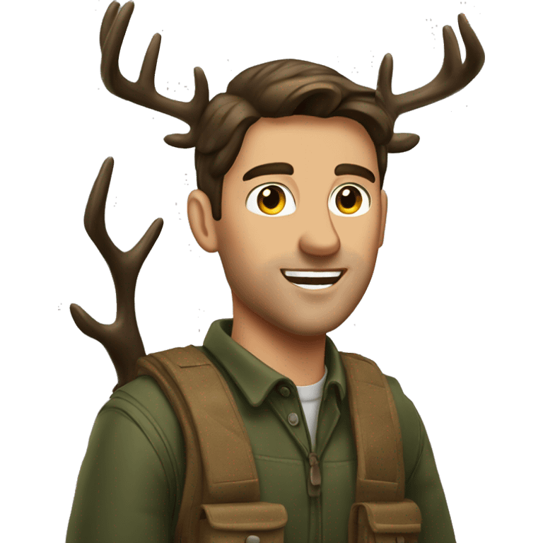 Brunette man deer hunting emoji