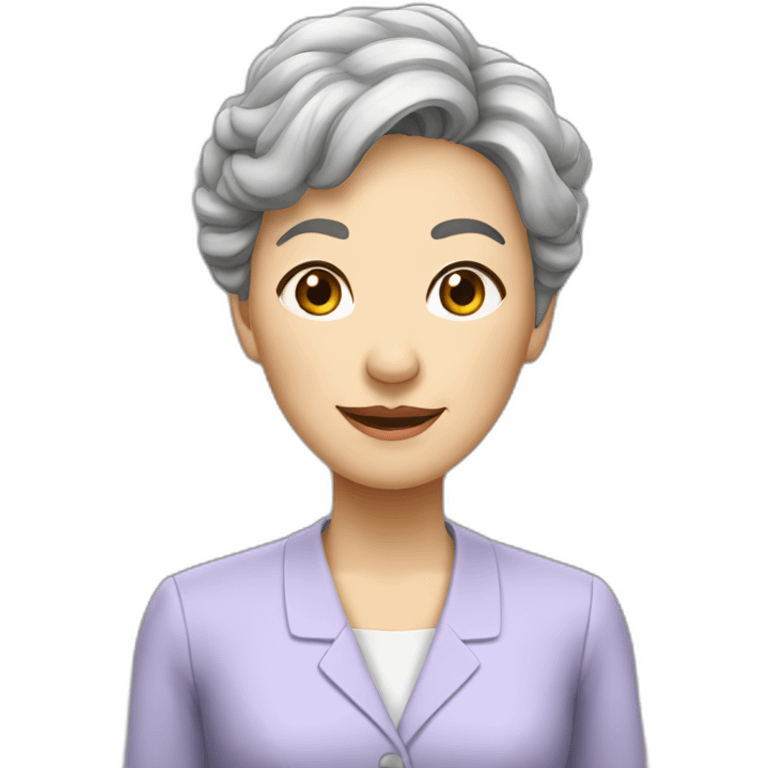 Chinese lady grey hair as school principal emoji