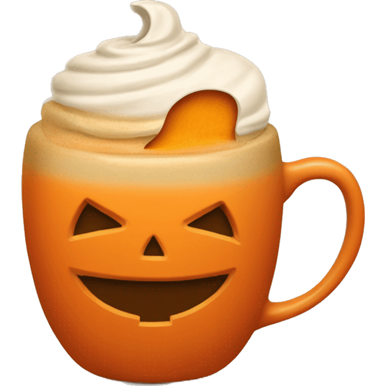 Pumpkin apice latte in a gradient orange mug with a pumpkin on the mug emoji