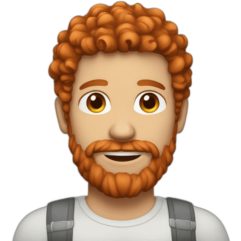 short curly red hair short beard man emoji