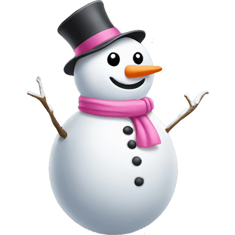 Snowman wearing pink  emoji