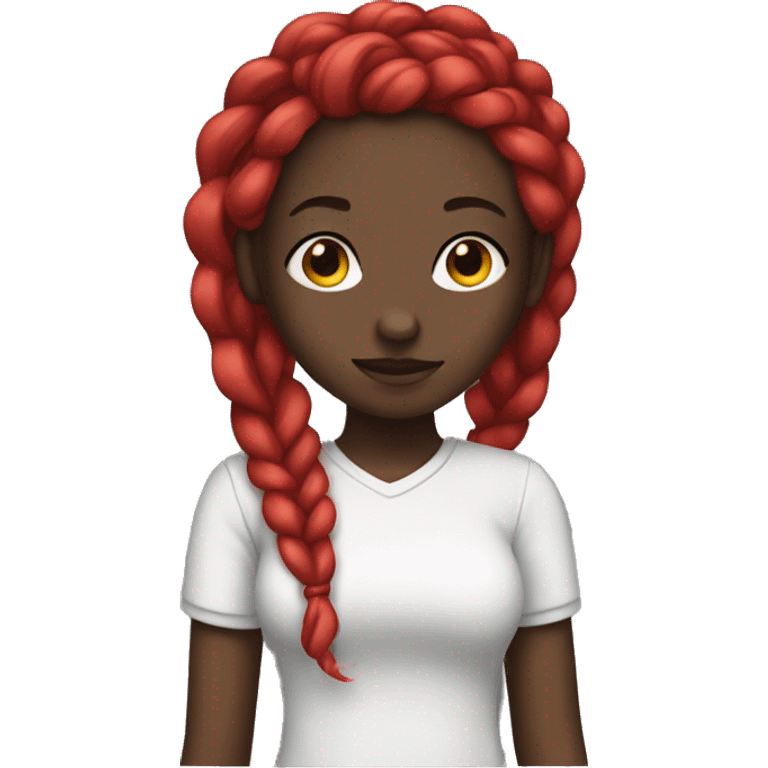 Dark girl with red braids emoji