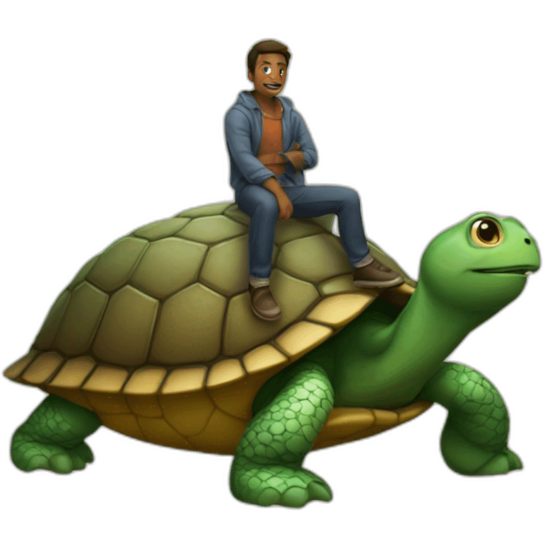 a man standing on a turtle emoji