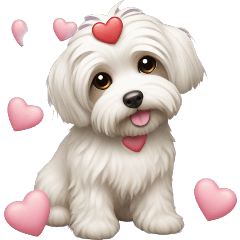 havanese Puppe with alot of hearts around her Head  emoji