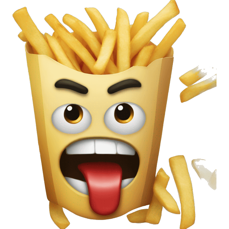 Angry face eating fries emoji