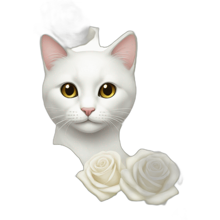 Cat-white-roses emoji