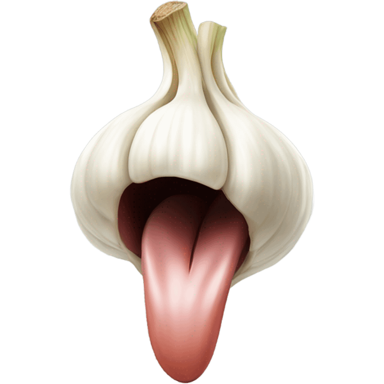 Tongue licking garlic emoji