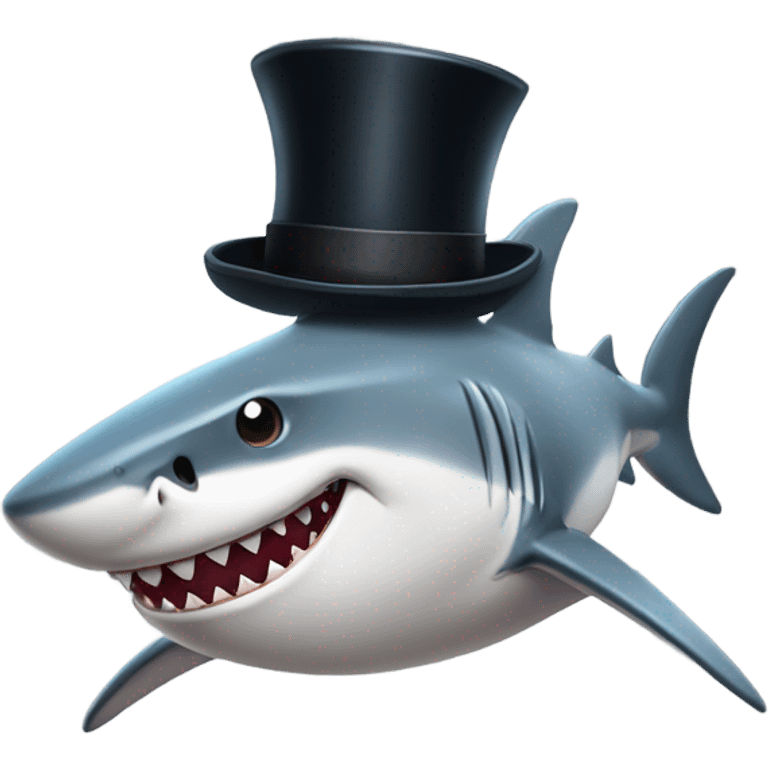 Shark with a top hat emoji