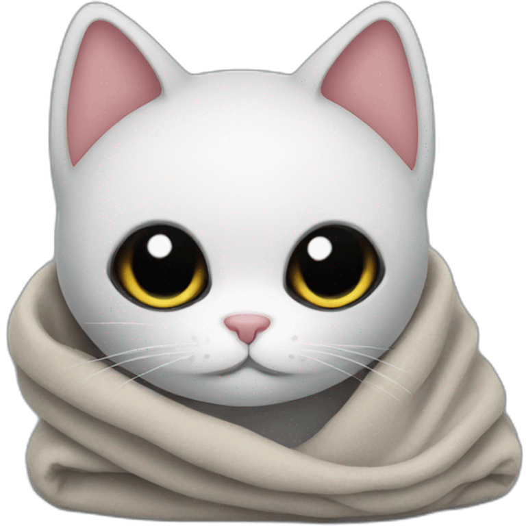 Black cat wrapped in a blanket emoji