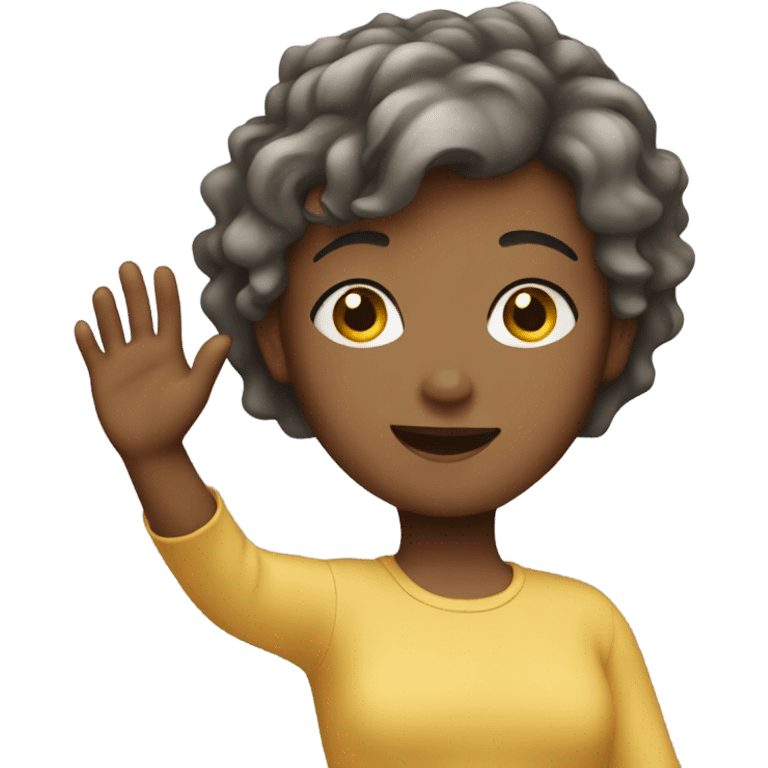 Short hair girl waving emoji