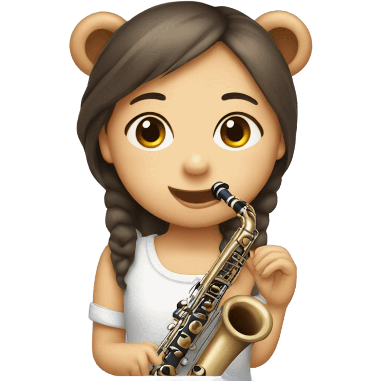 Bear clarinet cute girl emoji