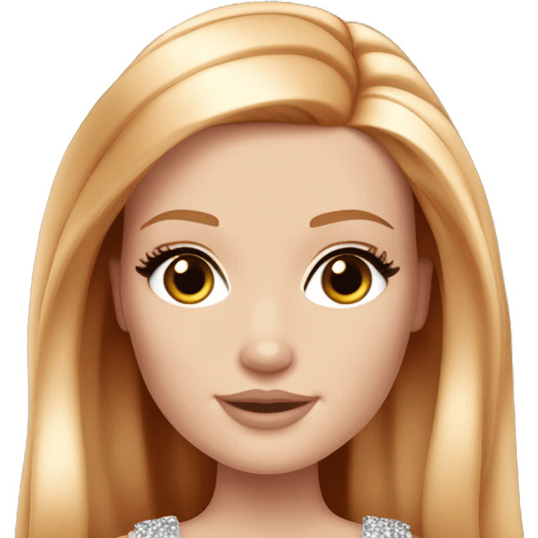 Extra glam barbie with brown eyes, pale skin, ginger long hair  emoji