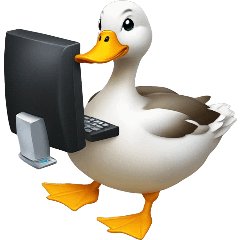 a duck using a computer  emoji