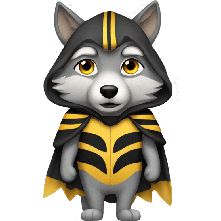 grey wolf in bee costum emoji