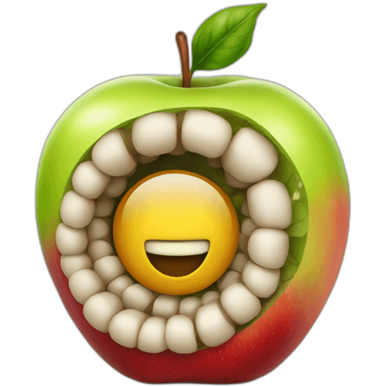 Worm inside the apple emoji