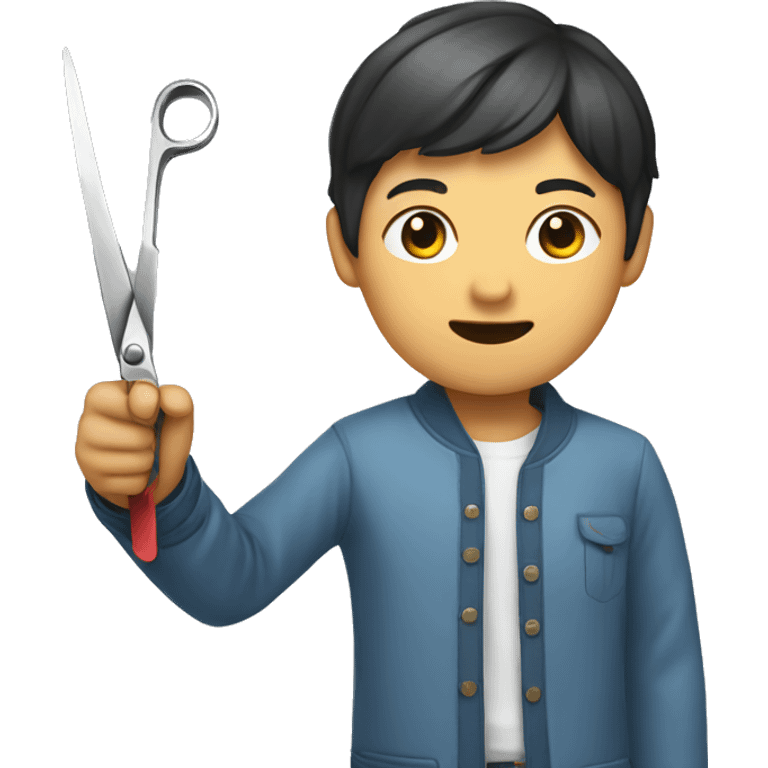 A Korean is holding scissors in his hand emoji