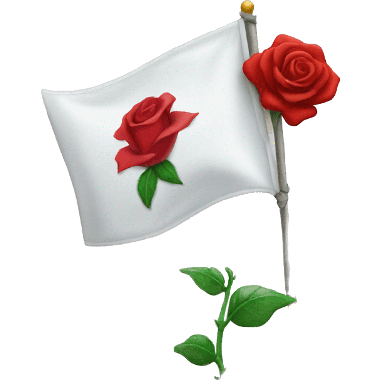 emoji white flag with red rose on the center emoji