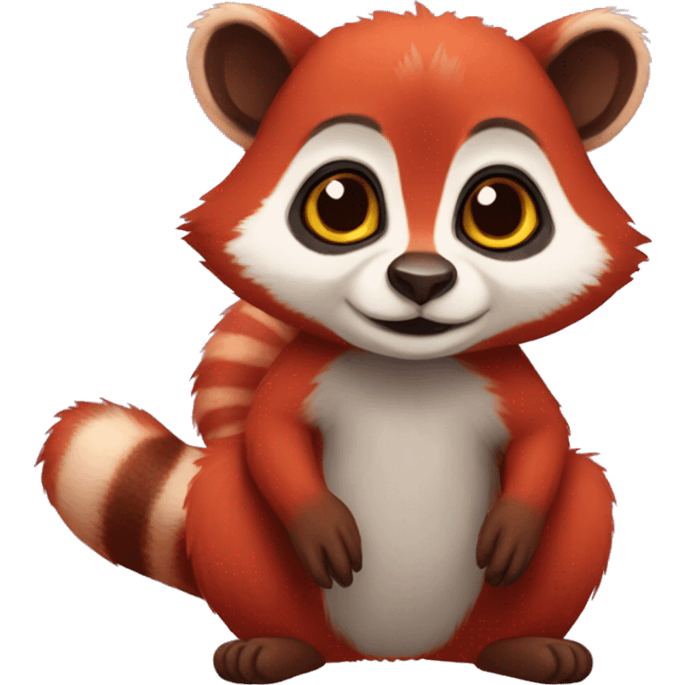 Cute red raccoon-lemur-hybrid full body emoji