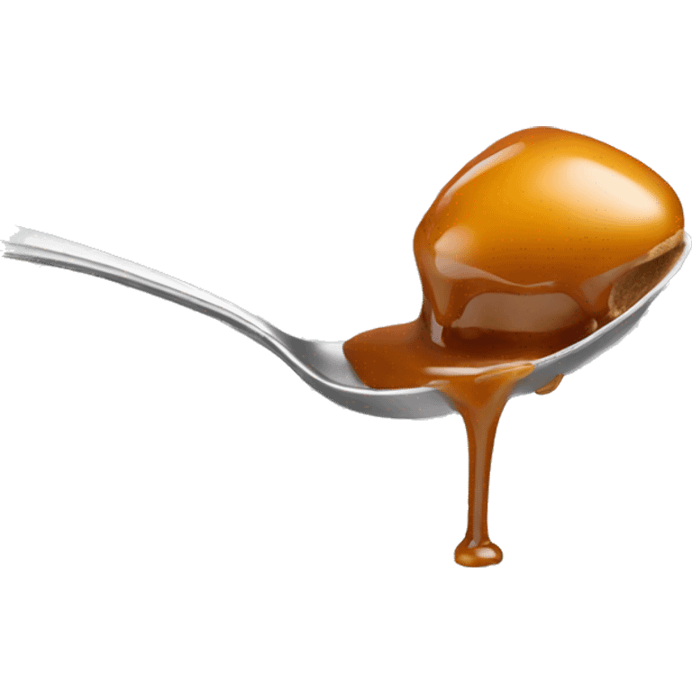 caramel in spoon, dripping emoji