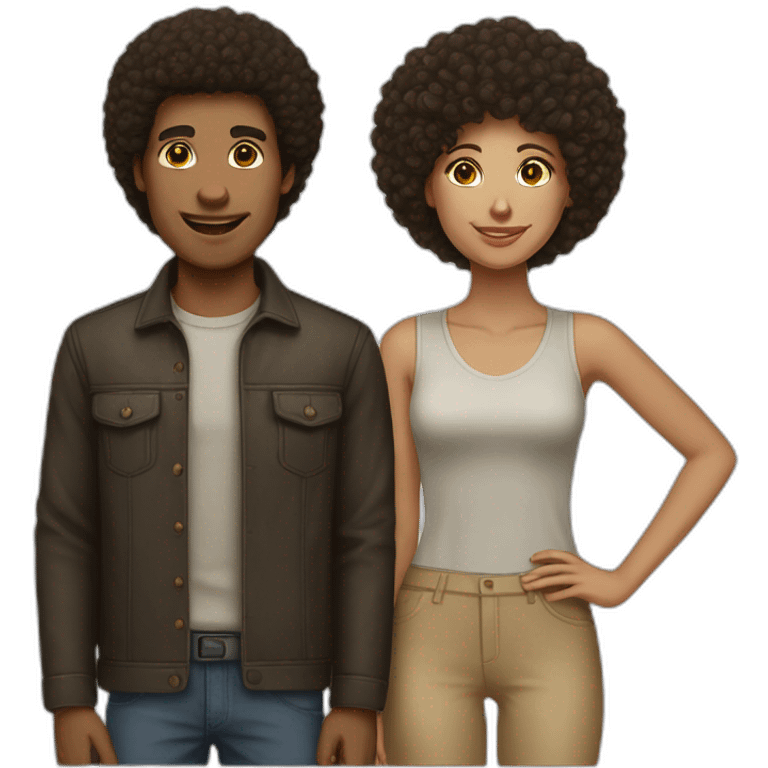 caucasian female with an afro-american male emoji