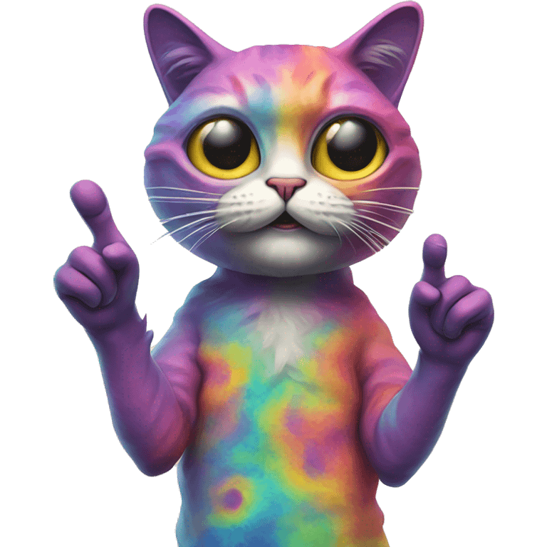 Psychedelic cat making a like sign with his hand emoji