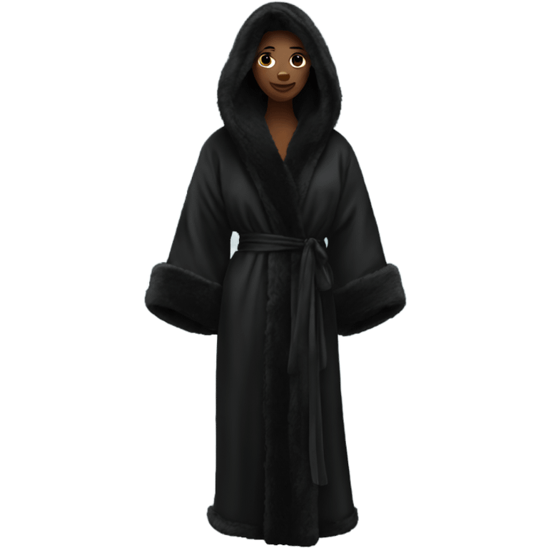 black silk robe with black fur emoji