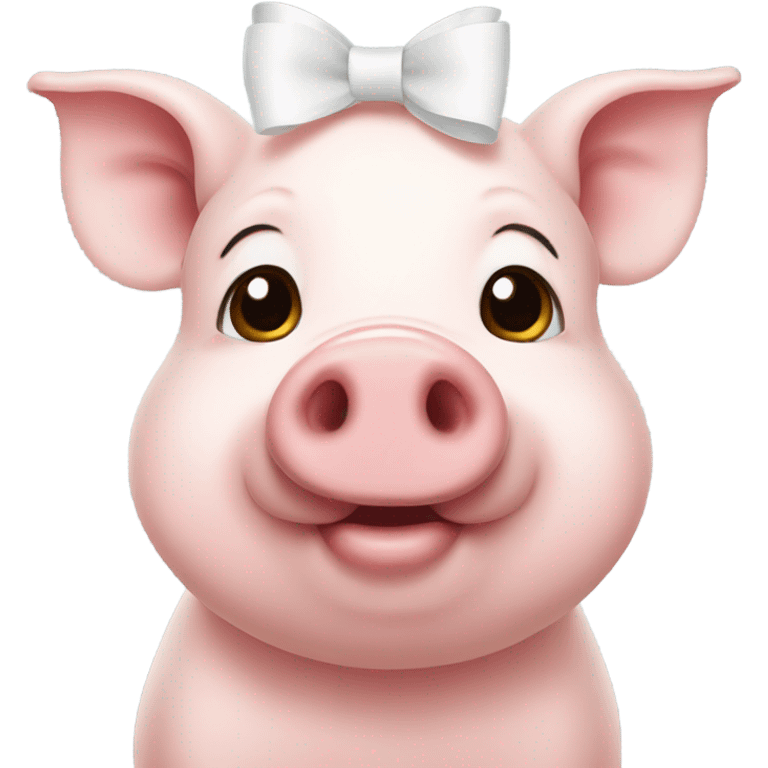 Cute pig with a white bow on forehead emoji