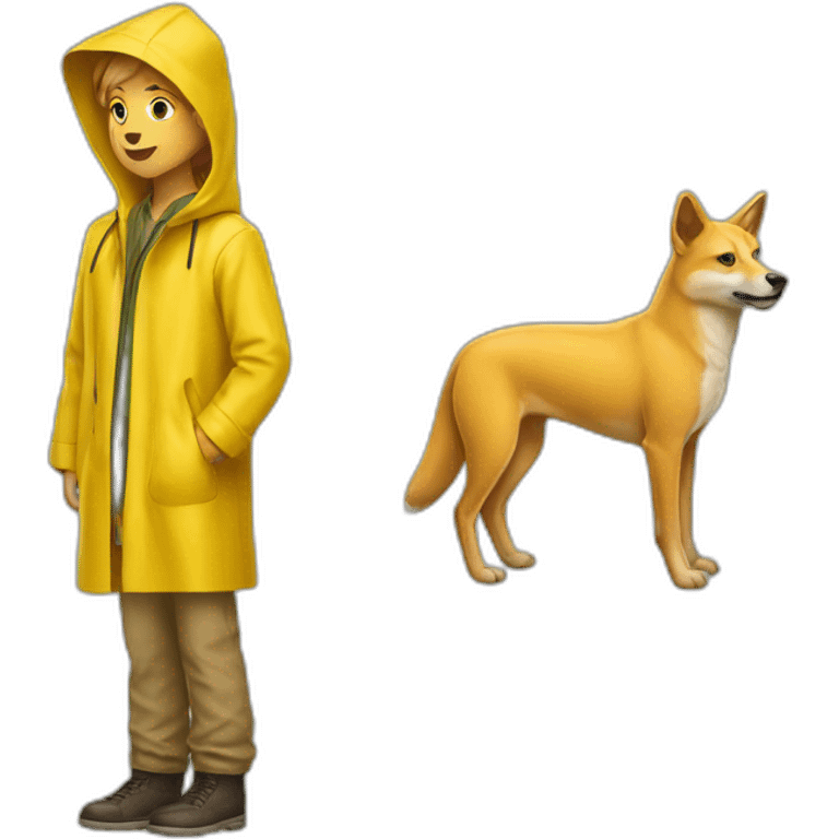 A dingo a yellow raincoat emoji