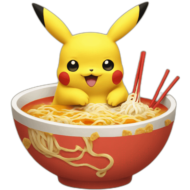 pikachu eating ramen emoji