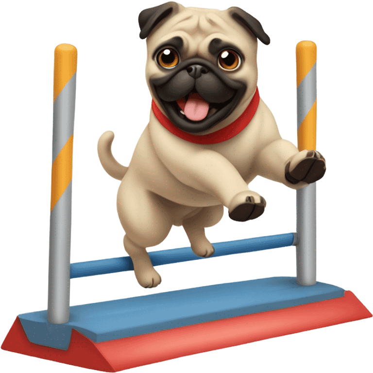 Pug doing agility with white background  emoji