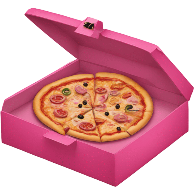 Pizza inside a pink pizza glittery box  emoji