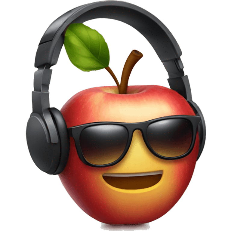 an apple with headphones and sunglasses emoji