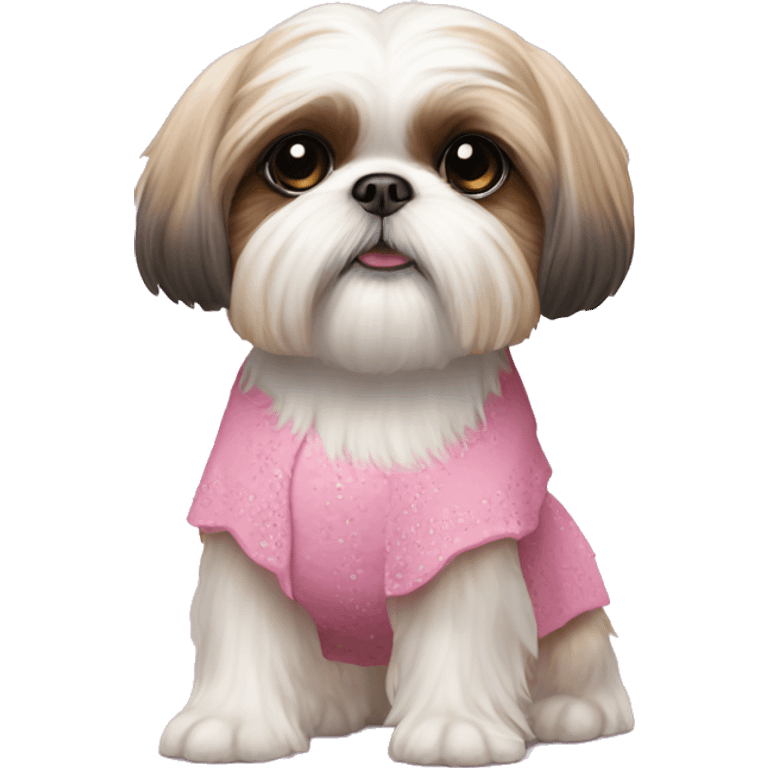 Shih tzu in pink dress emoji