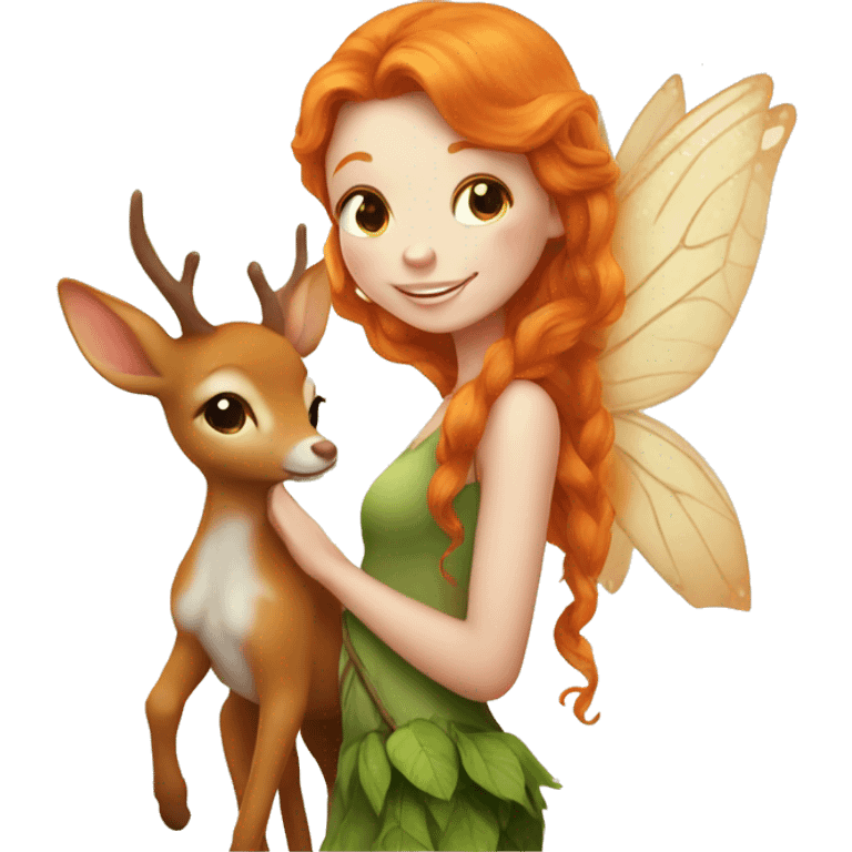 Beautiful ginger fairy with a fawn  emoji