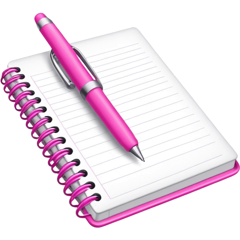 Notebook with a pink pen emoji