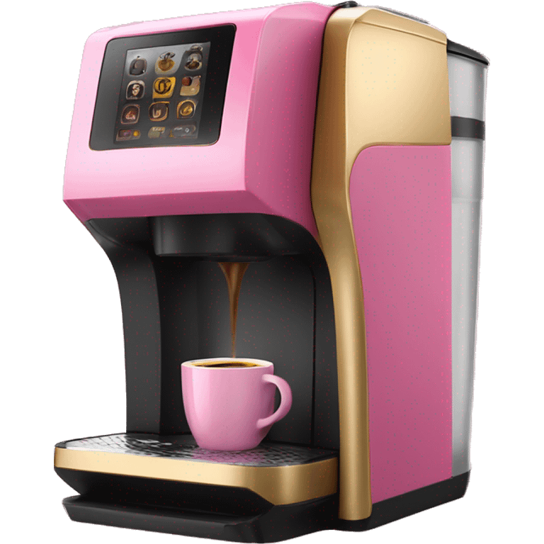 Realistic pink and gold keurig coffee maker machine. emoji