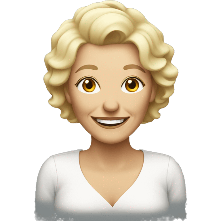 older woman, blonde hair smiling emoji