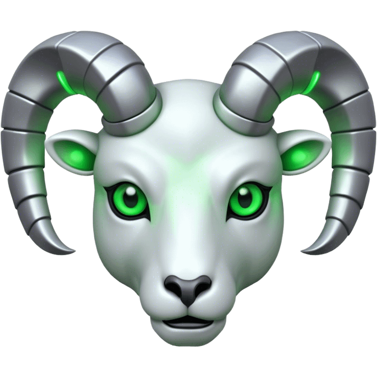 Futuristic Ram(Goat) head green glowing eyes emoji