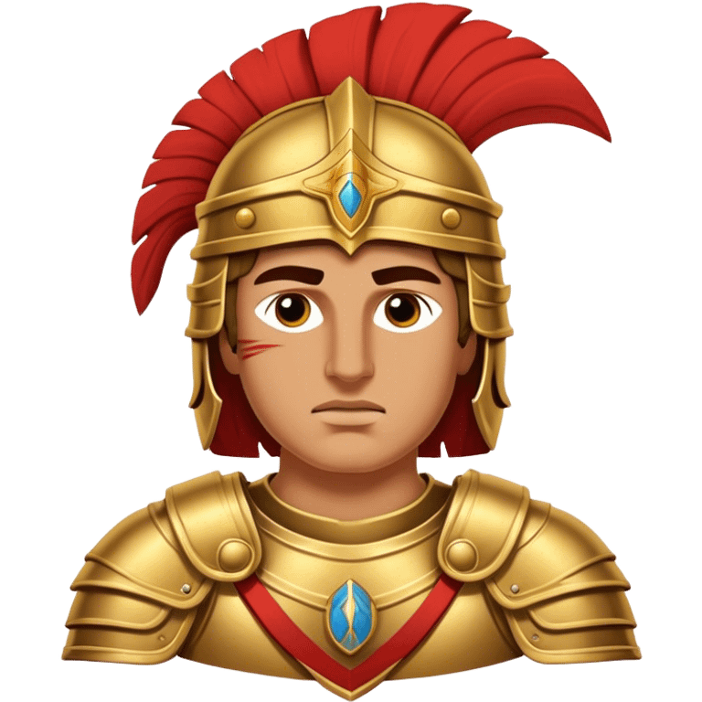 Cinematic Realistic Alexander the Great Portrait Emoji, depicted as a bold, charismatic ancient conqueror in regal armor with a commanding gaze, rendered with lifelike textures and dramatic heroic lighting that captures his legendary ambition. emoji