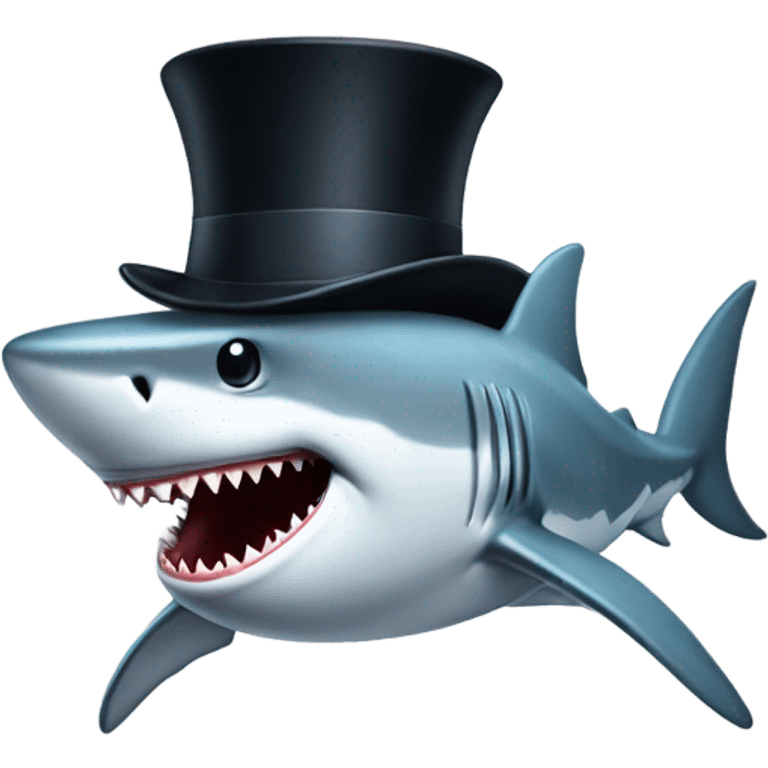 Shark with a top hat emoji