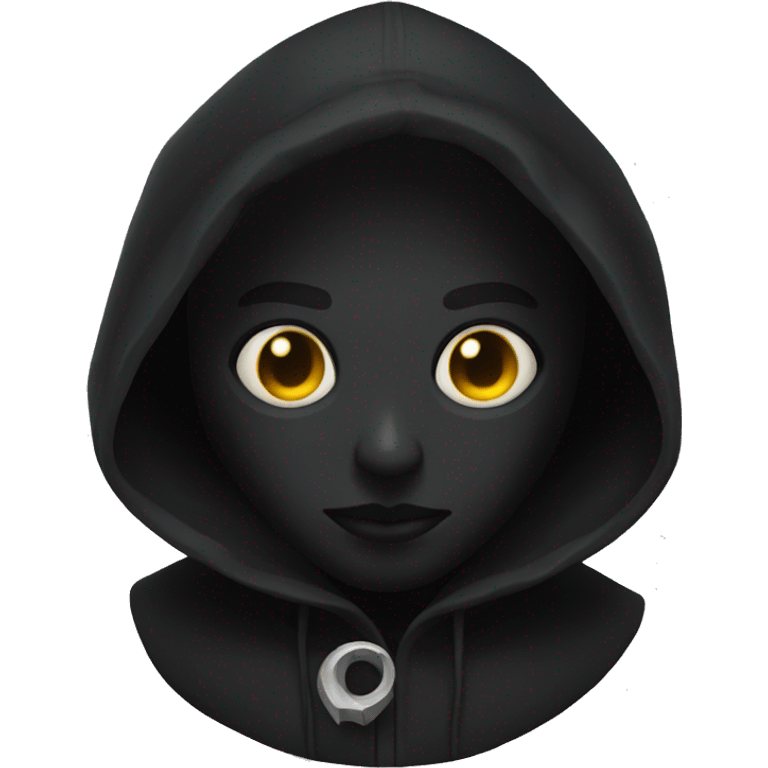 black figure with a hood and a scythe eyes spiral emoji