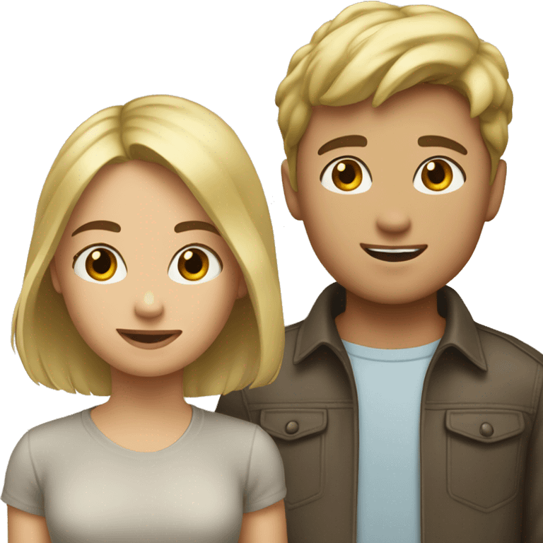 Blonde girl stood infront of short brown haired boy emoji