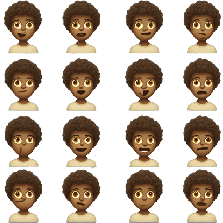 boy with brown curly hair farting emoji