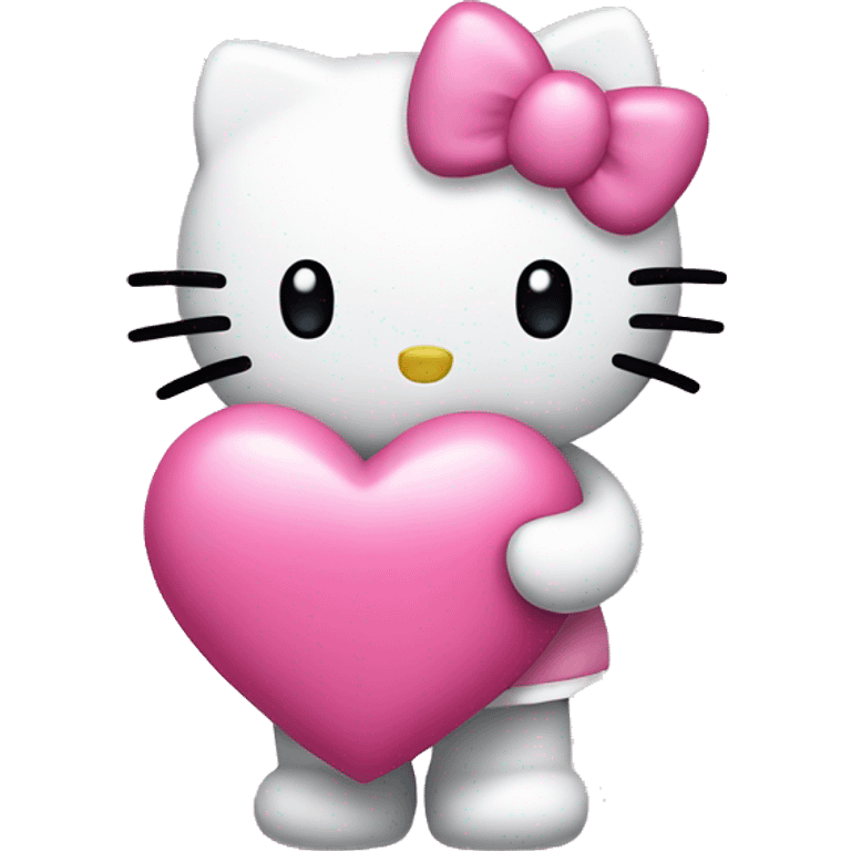 Hello kitty holding pink heart emoji