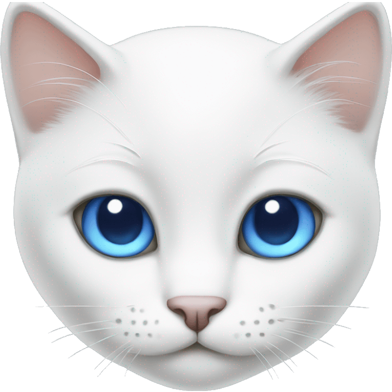 White cat with blue eye emoji